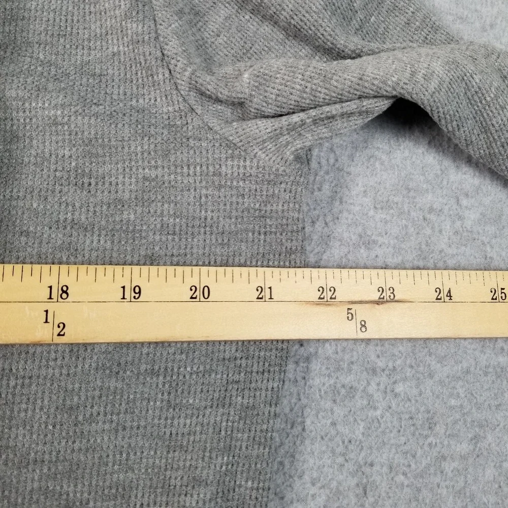 Geoffrey Beene Thermal Shirt Men Medium Gray Waffle Knit Long Sleeve See Through